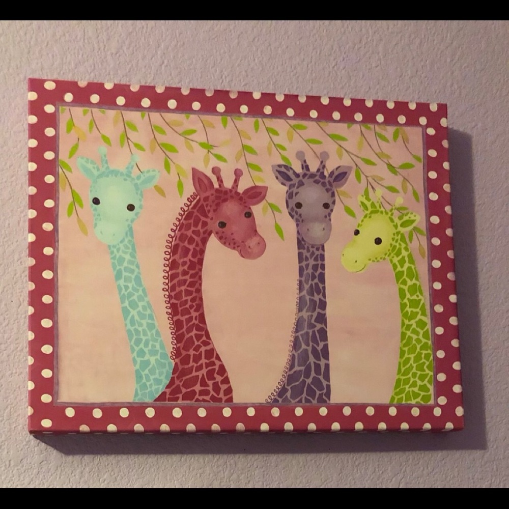 Colorful giraffe canvas 16x20 inches